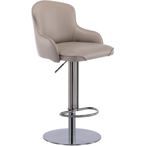 Tabouret de bar en cuir, pivotant à 360 degrés, avec dossier, hauteur réglable, idéal pour la cuisine et la salle à manger, tabouret de bar moderne - Gris