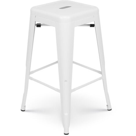 Tabouret de bar en métal blanc mat style industriel - Hauteur 66 cm