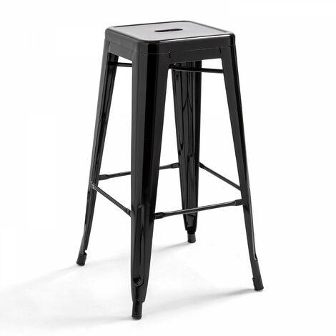 Tabouret de bar en métal brillant (43 x 43 x 76)