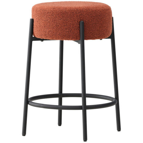 Tabouret de bar en métal et tissu bouclette Tucson
