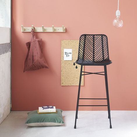 Tabouret de bar en rotin et métal