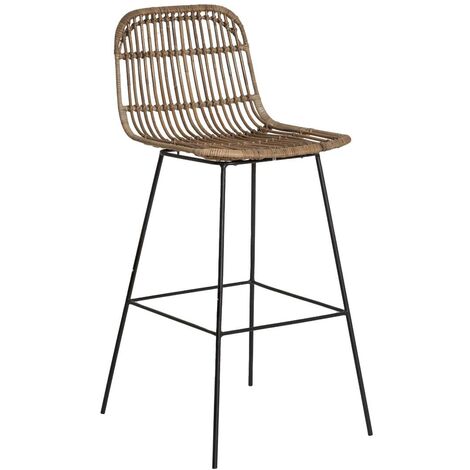 MADE IN MEUBLES Tabouret de bar en rotin et métal Calvi