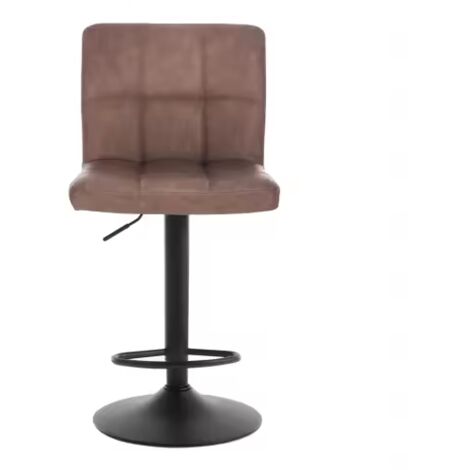 Tabouret de bar en similicuir et métal, avec dossier et accoudoirs, pivotant, réglable en hauteur, marron foncé