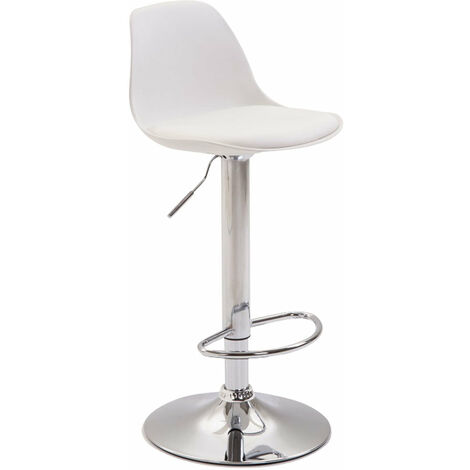 Tabouret de bar en synthétique et plastique blanc pied en métal réglable et pivotant 100000145