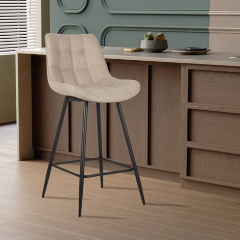 Tabouret de bar en tissu beige BARIA (lot de 2)