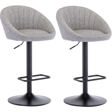 Tabouret de Bar en Tissu Chaise de bar Lot de 2 Chaise Haute Cuisine Réglable Tabouret pour Bar/Cuisine, Gris