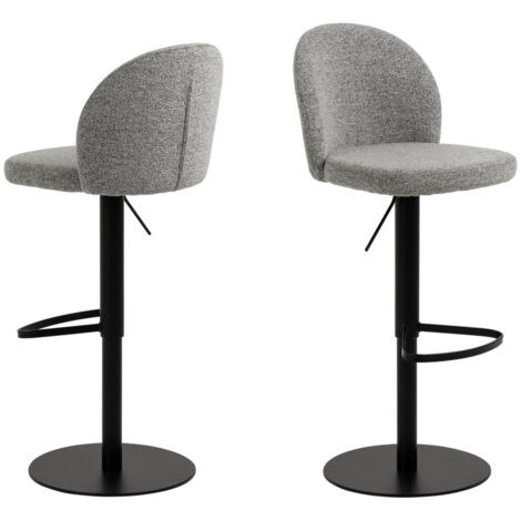 Tabouret de bar en tissu et métal H55-80cm - Gris - COLOBURA