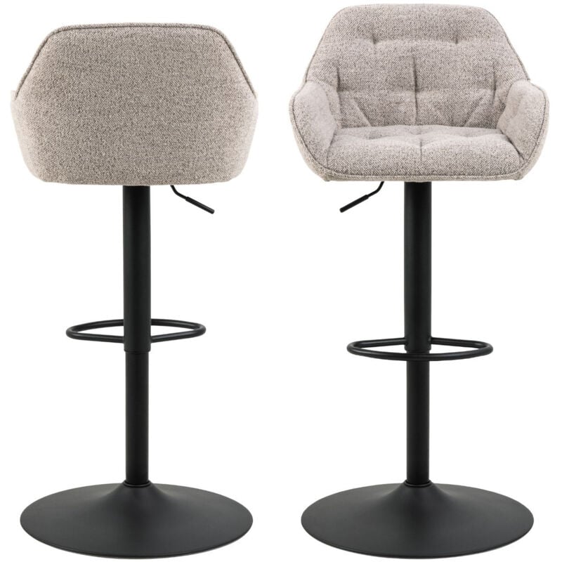 Hellin - Tabourets de bar en tissu pied tulipe métal noir (lot de 2) - brook
