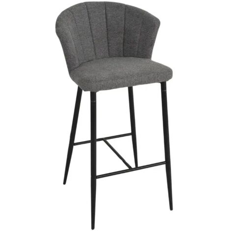 Tabouret de bar en tissu gris anthracite piètement métal – MONTREAL
