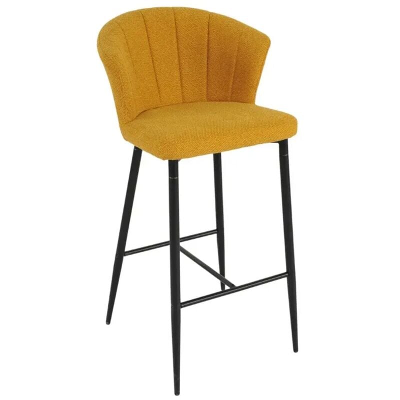 Meubletmoi - Tabouret de bar en tissu jaune moutarde et piètement métal – montreal