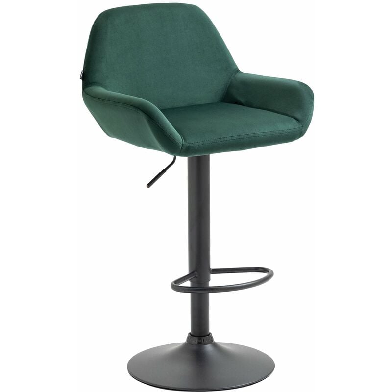 Décoshop26 - Tabouret de bar en velours rembourré vert base trompette métal noir mat TDB10424