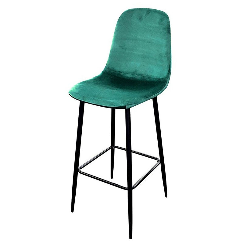Urban Living - Tabouret de bar en velours vert pieds métal Inoui