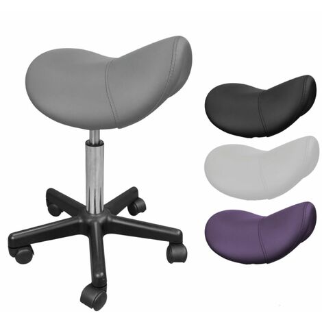Tabouret ergonomique selle de cheval à roulettes – Hauteur réglable 49,5 à 68 cm – Pivotant 360° – Charge max 120 kg – Simili cuir gris – Vivezen