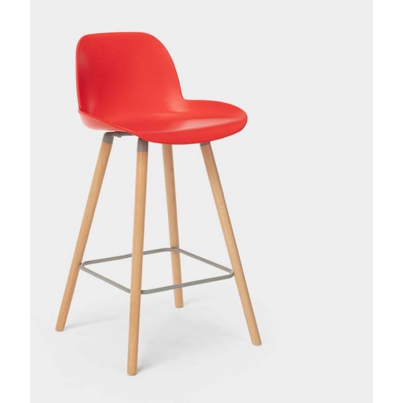 Superstool – Tabouret de bar haut scandinave 65 cm – Coque en polypropylène – Base en bois trépied – Dossier moyen pour confort optimal – Rouge Superstool – Tabouret de bar haut scandinave 65 cm – Coque en polypropylène – Base en bois trépied – Dossier moyen pour confort optimal – Rouge
