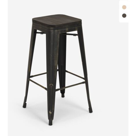 Tabouret de bar et cuisine design métal bois style industriel style Tolix Brush Up