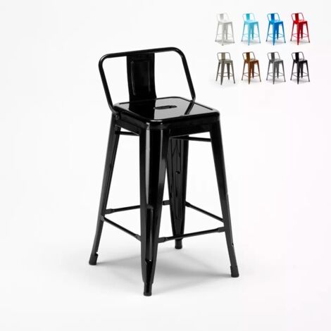 Tabouret Tolix industriel en acier avec dossier pour bar et cuisine Steel Top