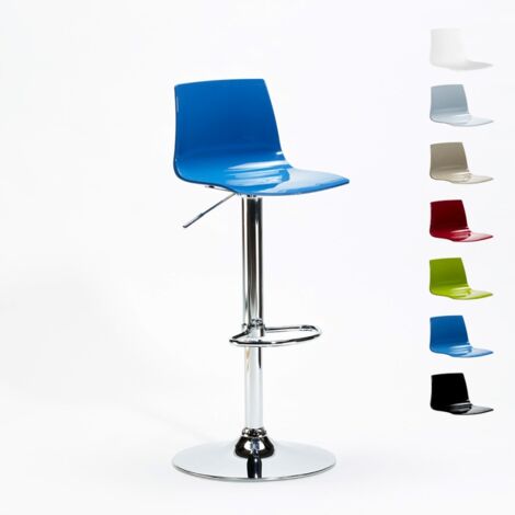 Tabouret de bar et cuisine pied acier chromé réglable en hauteur Grand Soleil Imola