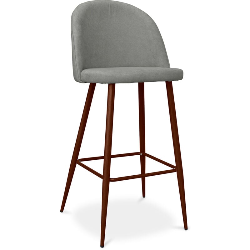 Privatefloor - Tabouret rembourré en tissu - Design scandinave - 76cm - Evelyne Gris