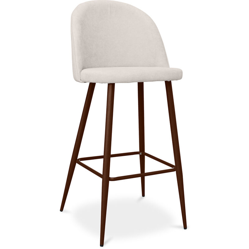 Privatefloor - Tabouret rembourré en tissu - Design scandinave - 76cm - Evelyne Crème Privatefloor - Tabouret rembourré en tissu - Design scandinave - 76cm - Evelyne Crème