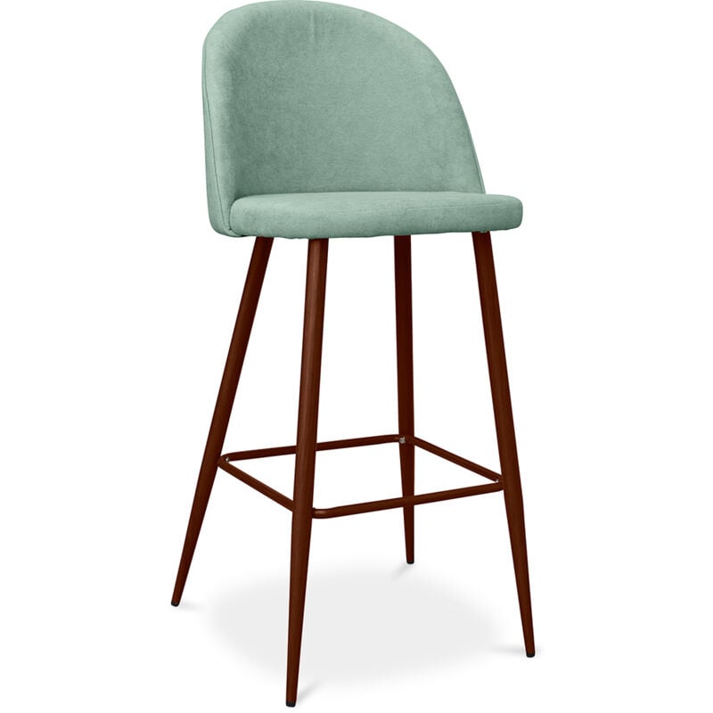 Privatefloor - Tabouret rembourré en tissu - Design scandinave - 76cm - Evelyne Bleu pastel