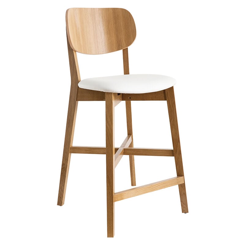 Tabouret de bar bois clair chêne et blanc H65 cm LUCIA