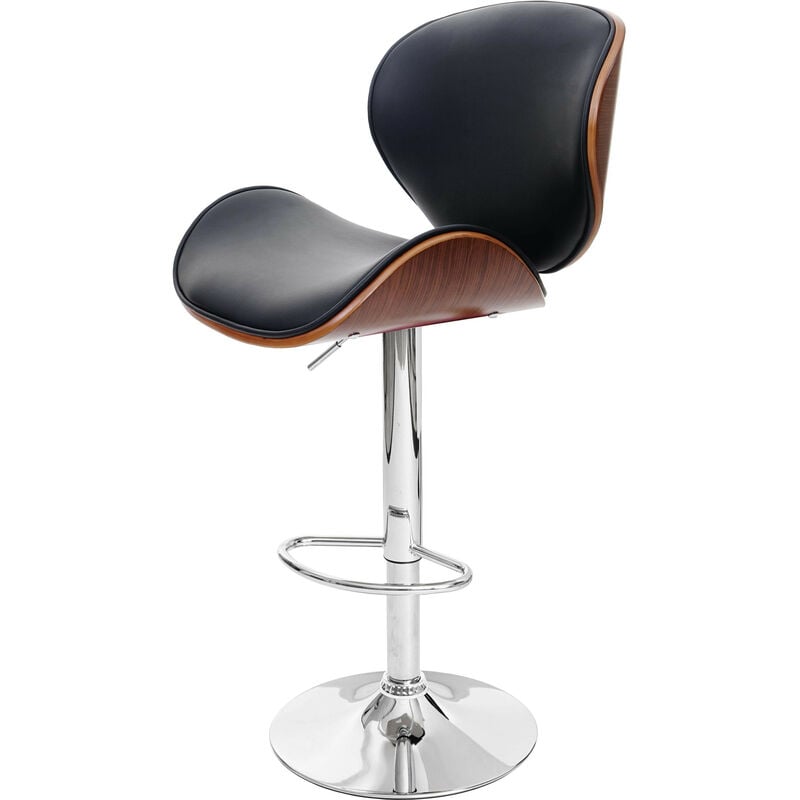 Mendler - tabouret Foxrock, chaise de bar, bois courbé desgin rétro - aspect noix, noir