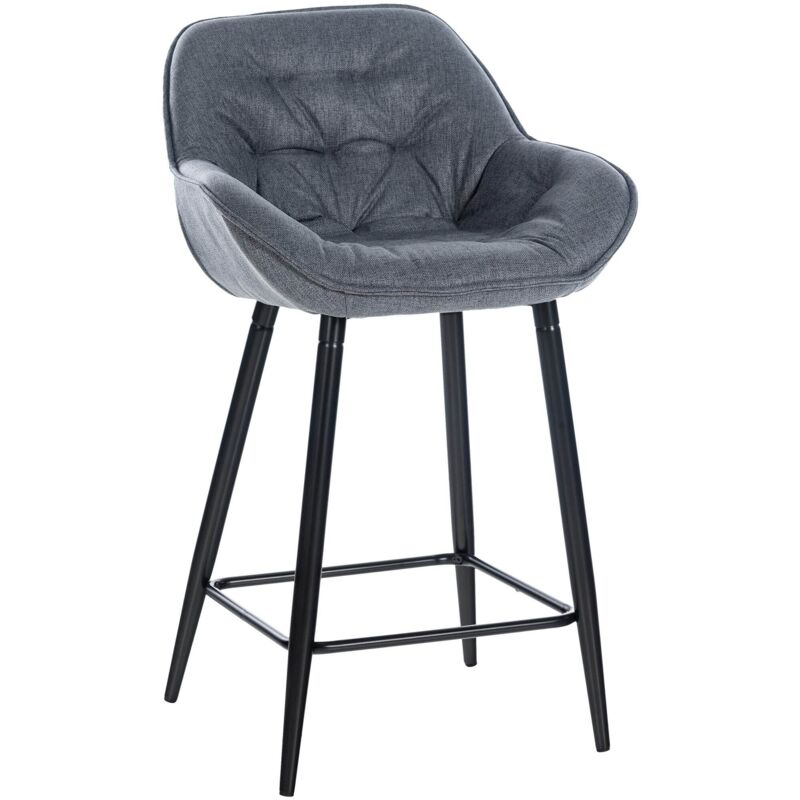 CLP - Tabouret de bar haute pratique avec dos et accoudoirs en différentes couleurs tissus colore : Gris