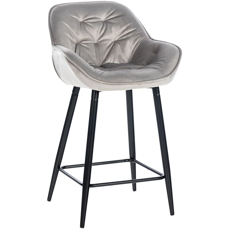 Tabouret de bar Gibson en hauteur de velours Session 76 cm gris