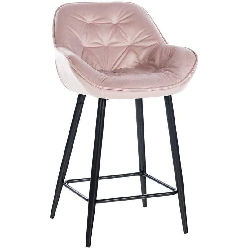 CLP - Tabouret de bar Gibson velours hauteur d'assise 76 cm Rose