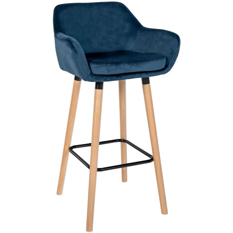 CLP - Tabouret haut avec un design de fauteuil en velours avec des formes élégantes différentes couleurs colore : bleu