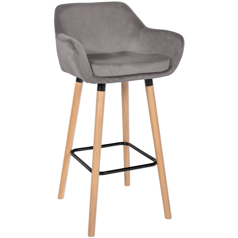 CLP - Tabouret haut avec un design de fauteuil en velours avec des formes élégantes différentes couleurs colore : Gris