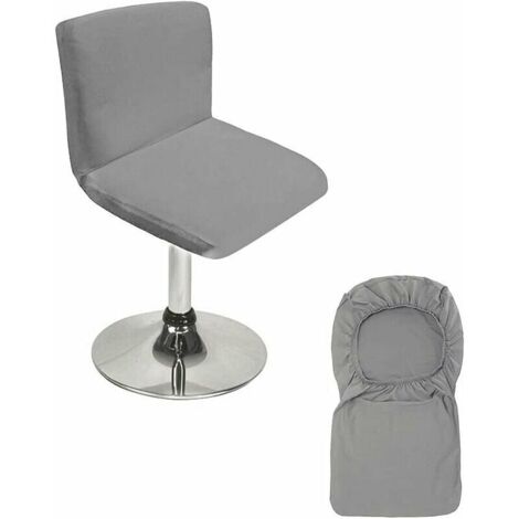 Tabouret de Bar Gris avec Housse de Dossier Extensible pour Chaise de Salle à Manger Courte pivotante
