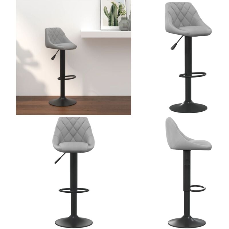 Vidaxl - Tabouret de bar Gris clair Velours - Tabouret De Bar - Tabouret De Comptoir - Chaise De Bar - Chaise De Comptoir - Fauteuil De Bar - Home &