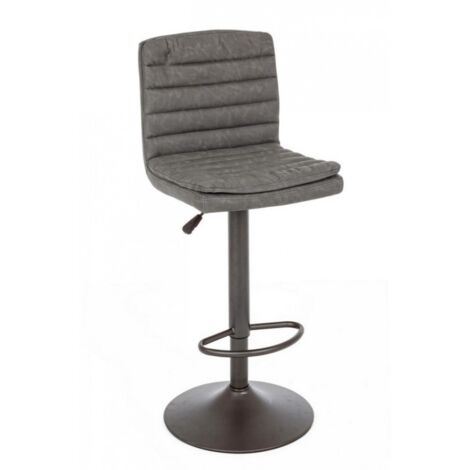 Tabouret de bar gris foncé Connor en éco-cuir vintage