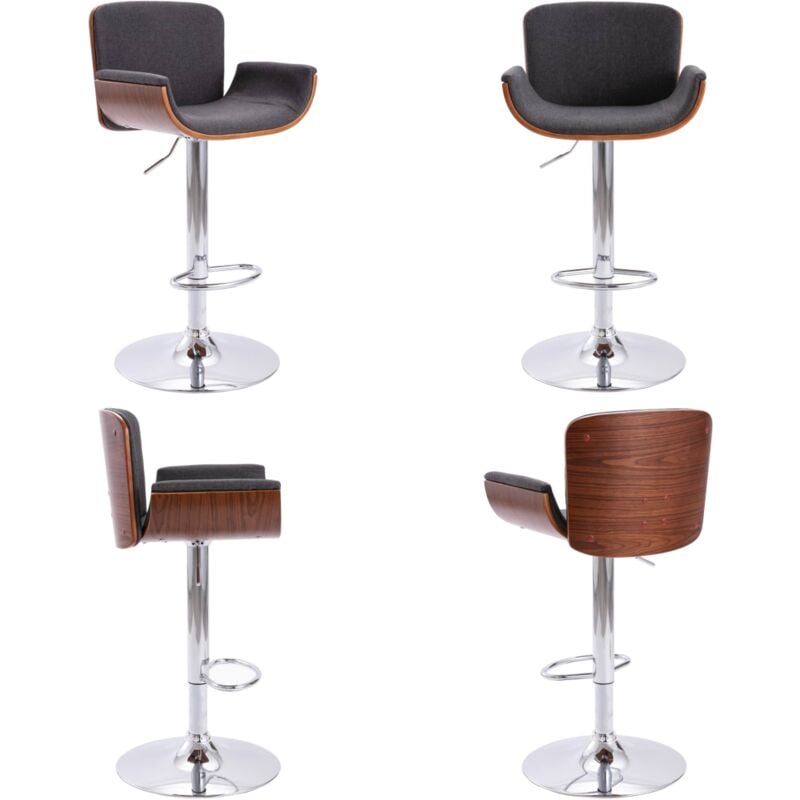 Tabouret de bar Gris Tissu - Chaise De Bar - Tabouret De Comptoir - Chaise Contemporaine - Chaise Grise - Chaise Rembourrée - Home & Living