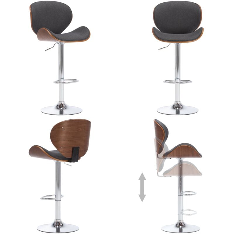 Vidaxl - Tabouret de bar Gris Tissu - Chaise De Bar - Tabouret De Comptoir - Tabouret De Bar Gris - Chaise De Cuisine - Mobilier De Salle à Manger