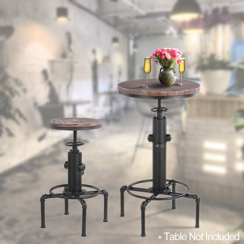 Lot de 4 tabourets de Bar de Style Industriel en Bois r/églable en Hauteur Lot de chaises de Bar iKayaa Tabouret Bar Bois