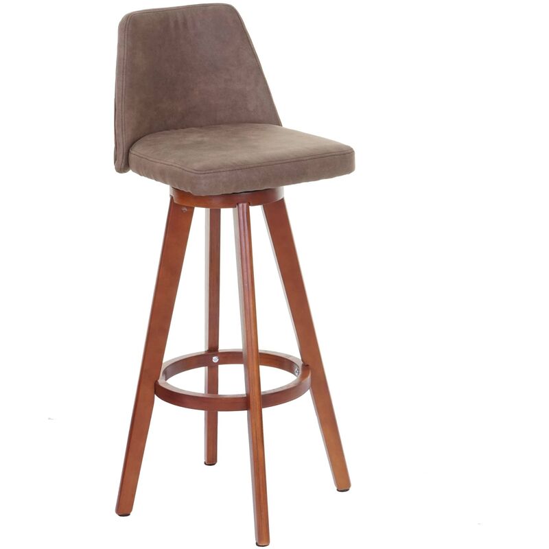 tabouret de bar hhg 284, chaise de bar, bois textile pivotant marron vintage, pieds clairs - brown