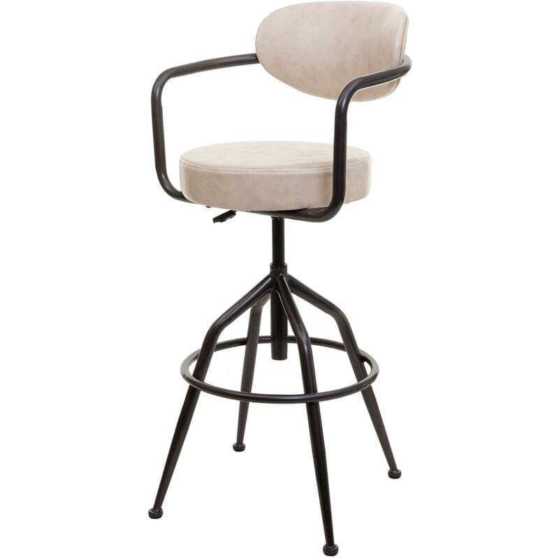 HHG - jamais utilisé] Tabouret de bar 463f, chaise de bar tabouret de comptoir tabouret pivotant, hauteur réglable Industrial aspect daim, vintage