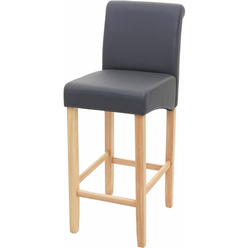 Jamais utilisé] Tabouret de bar HHG 525, tabouret de comptoir, bois, gris mat, pieds clair, similicuir