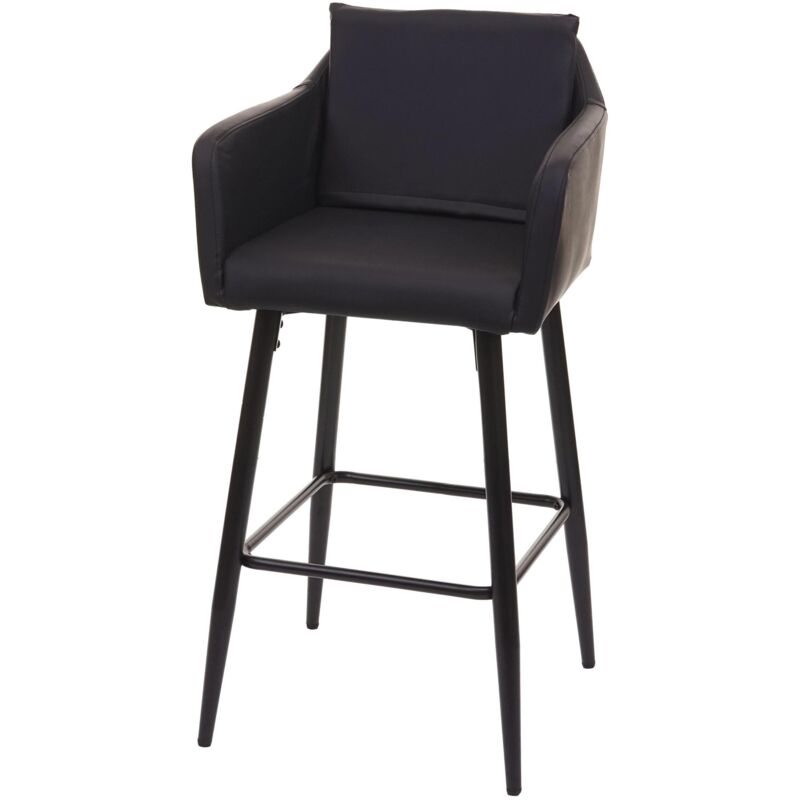 Jamais utilisé] Tabouret de bar HHG 748, tabouret de comptoir, repose-pieds métal, similicuir noir