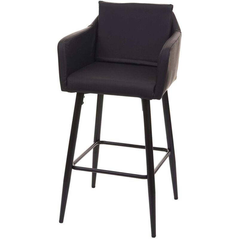HHG - Tabouret de bar 748, tabouret de comptoir, repose-pieds métal, similicuir noir