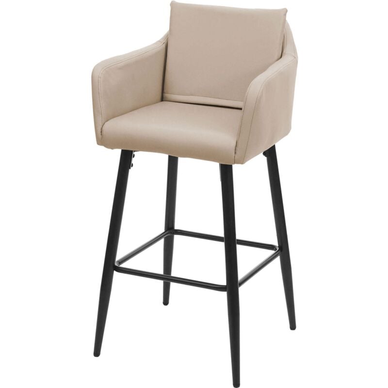 HHG - Tabouret de bar 748, tabouret de comptoir, repose-pieds métal, similicuir taupe