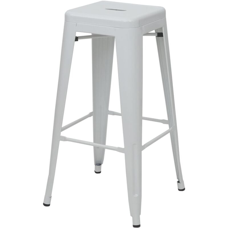Hegele - Tabouret de bar HHG-844, chaise de comptoir, métal, empilable, design industriel, blanc