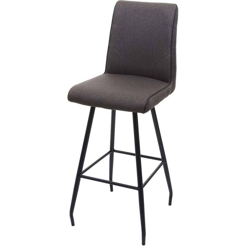 Tabouret de bar HHG-944, repose-pieds tissu/textile en acier, gris-brun