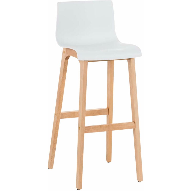 Tabouret en plastique exclusif et moderne avec cadre en bois clair diverses couleurs colore : Blanc