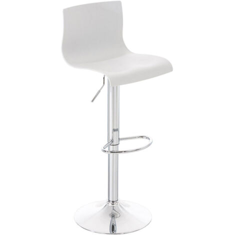 Tabouret de bar Hover Réglable en Hauteur Assise Plastique Blanc  Métal chromé