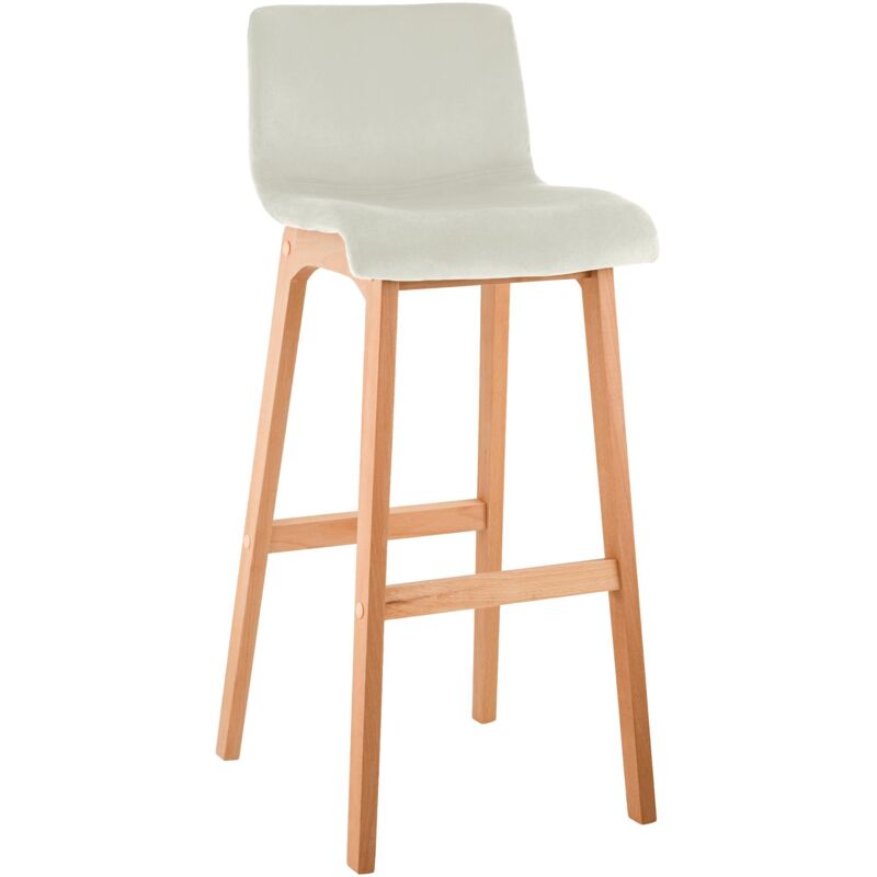 Tabouret de bar Hover velours piètement 4 pieds Natura Crème