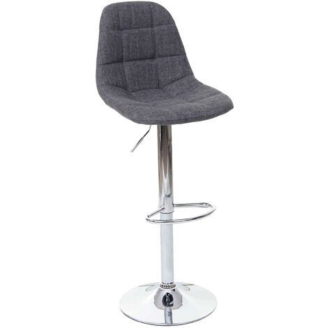 Tabouret de bar HWC-A67, tabouret de bar comptoir - tissu/textile gris, pied chromé