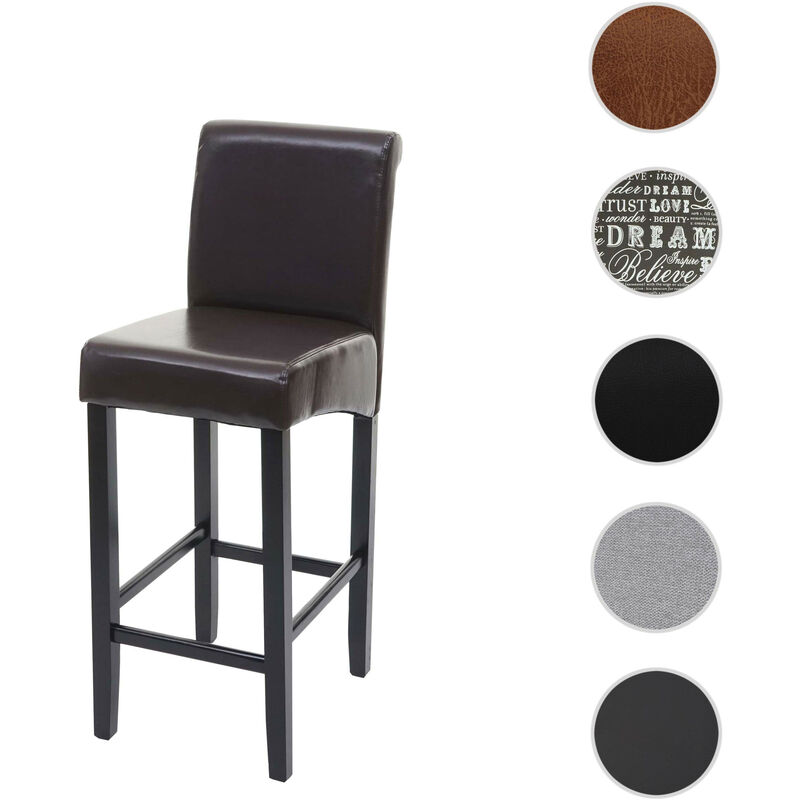 Tabouret de bar HWC-C33, tabouret de bar tabouret de comptoir, bois simli daim, pieds foncés, tissu/textile